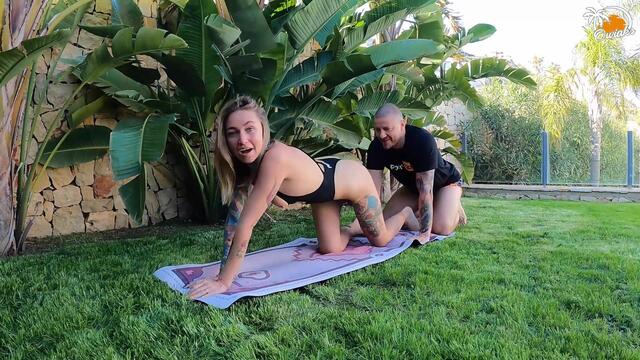 Giving my husband a blowjob of his life during yoga session