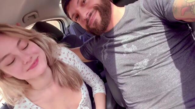 Hot blonde public deep throat and swallow in car for Eddie Danger
